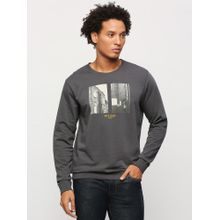 Pepe Jeans Grey Graphic Print Full Sleeves Sweatshirt