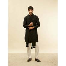 Twamev Black Blended Viscose Embroidered Kurta and Pyjama with Dupatta (Set of 3)