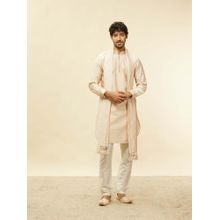 Twamev Beige Blended Viscose Embroidered Kurta and Pyjama with Dupatta (Set of 3)