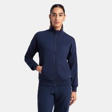 Jockey A111 Women Cotton French Terry Drop Shoulder Jacket - Navy Blazer