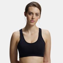 Jockey 1380 Wirefree Padded Cotton Elastane Active Bra - Black