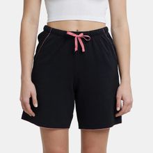 Jockey RX72 Women Super Combed Cotton Relaxed Fit Sleep Shorts - Black