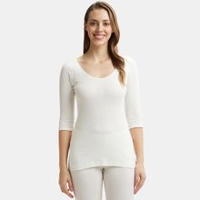 Jockey 2503 Women Extra Warmth Cotton Rich 3/4th Sleeve Thermal Top - Off White
