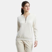 Jockey UL11 Women Super Combed Cotton Elastane Melange Sweatshirt - Cream Melange
