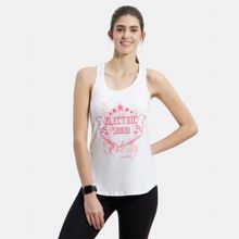 Jockey AW52 Women Super Combed Cotton Printed Racerback Styled Tank Top - White