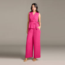 Twenty Dresses by Nykaa Fashion Fuchsia Pink Wrap V Neck Top High Waist Pant Co-Ord (Set of 2)