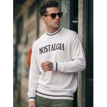 Bewakoof Men's Gardenia Nostalgia Typography Oversized Sweater