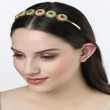 NVR Women Multi Color Kundan Gold-Plated Embellished Hairband