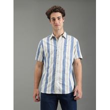 Pepe Jeans Men Blue Striped Short Sleeves Shirt