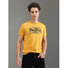 Pepe Jeans Men Yellow Printed Short Sleeves T-Shirts