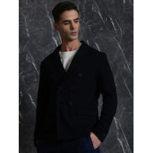 BREAKBOUNCE Navy Long Sleeve Relaxed Fit Double Breasted Blazer