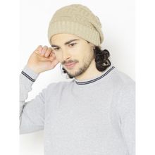 Bharatasya Beige Textured Beanie Cap