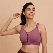 Nykd By Nykaa Full Coverage Front Open High Impact Posture Correcting Sports Bra NYK907 Grape