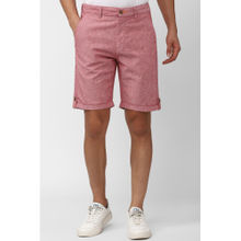Peter England Men Pink Textured Regular Fit Casual Shorts