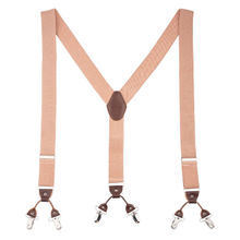The Tie Hub Solid Peach With Brown Y Back Clip On Suspender