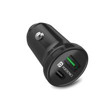 Portronics CarPower Mini Car Charger with Dual Output Type C PD 18W-QC 3.0A Black