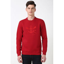 Peter England Men Red Solid Crew Neck Sweatshirt