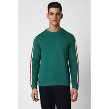Van Heusen Men Green Stripes Crew Neck Sweatshirt