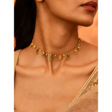 Shaya by CaratLane 925 Silver Sagai Shor Gold Plated Green Choker