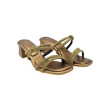 Veruschka By Payal Kothari Embellished Antique Gold Toffee Block Heels