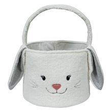 Pomme 100% Combed Cotton Knitted Rabbit Pattern Decorative Storage Basket Light Pink