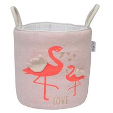 Pomme 100% Combed Cotton Knitted Flamingo Pattern Decorative Storage Basket Light Pink