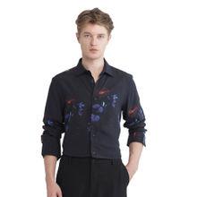 Rare Rabbit Men Black Floral Casual Shirt