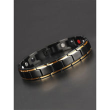 Yellow Chimes Men Black & Gold-Toned Link Bio Energy Bracelet