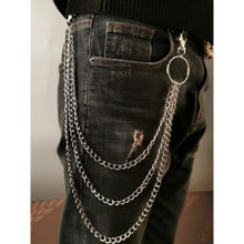 Yellow Chimes Men Silver-Toned Stainless Steel Rhodium Plated Multilayered Jeans Chain