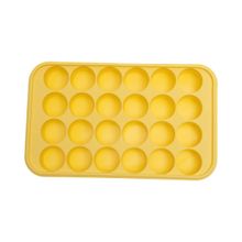 NATURALLY YOURS Silicone 24 Cavity Round Ice Ball Tray 181 X 111 X 26 Mm Clear Lid Yellow Bottom