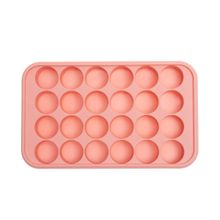 NATURALLY YOURS Silicone 24 Cavity Round Ice Ball Tray 181 X 111 X 26 Mm Clear Lid Pink Bottom