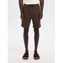SELECTED HOMME Men Brown Waffle Textured Shorts
