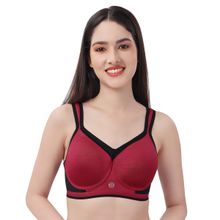 SOIE Full Coverage High Impact Padded Non Wired Sports Bra-Crimson