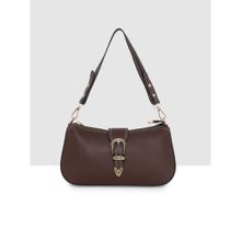 ESBEDA Brown Structured Classic Handbag with Detachable Strap