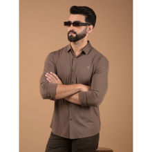 CRIMSOUNE CLUB Brown Jacquard Knitted Shirt