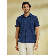 Fabindia Indigo Blue Cotton Dabu Printed Shirt