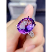 Designs & You Silver Plated American Diamond Crushed Ice Cut Purple Contemporary Finger Ring
