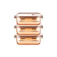 UMAI Borosilicate Glass Container with PP Lid-Rectangular Amber 600ml