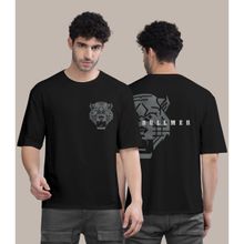 BULLMER Black Front and Back Printed Colourblock Baggy Oversized T-Shirt for Men