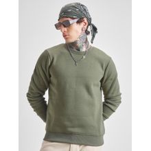 HIGHLANDER Mens Olive Green Solid Sweatshirt