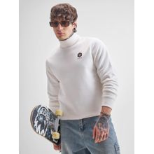 HIGHLANDER White Solid Regular Fit Sweatshirt