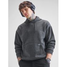 HIGHLANDER Grey Solid Oversized Fit Hoodie