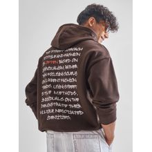 HIGHLANDER Brown Typography Oversized Fit Hoodie