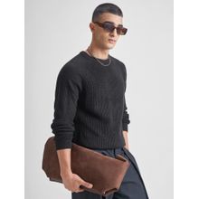 HIGHLANDER Black Ribbed Acrylic Sweater