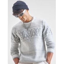HIGHLANDER White Open Knit Acrylic Sweater
