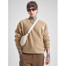 HIGHLANDER Men Brown Over Sized Drop Shoulder Round Neck Sweatshirt
