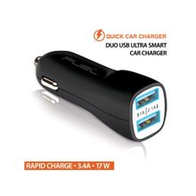 PowerUp Fuel Rapid Charging Adapter 2.1A Dual USB Quick Travel Car Charger - Black