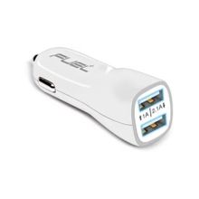 PowerUp Fuel Rapid Charging Adapter 2.1A Dual USB Quick Travel Car Charger - White