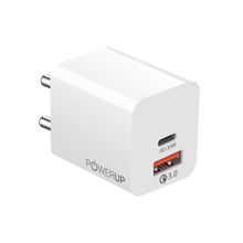 PowerUp MaxCharge Type-C 35W PD & USB QC 3.0 Wall Charger Adapter - White