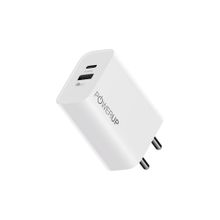 PowerUp Dual Ports Type-C + USB-A 30W PD with QC 3.0 Wall Charger Adapter - White